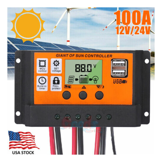 Auto Focus Tracking 100A Solar Panel Regulator Charge Controller 12/24V PWM+MPPT image {2}