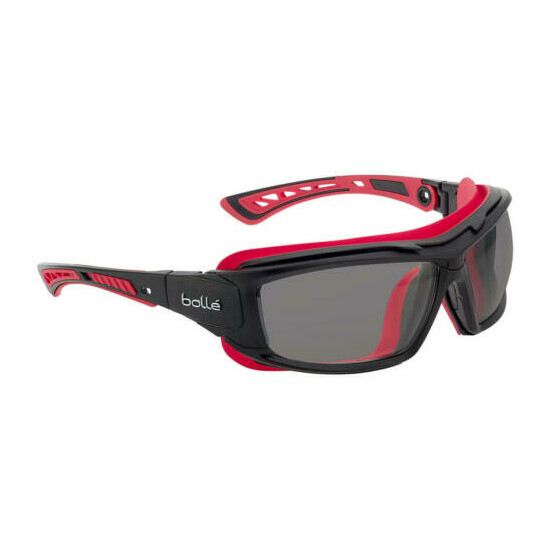 Bolle ULTIM8 Safety Glasses, Black/Red Frame, Foam Gasket, Gray Anti-Fog Lens image {4}