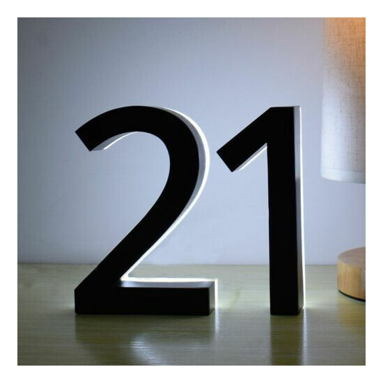 Metal Led House Number Black Color White Light Stainless Waterproof Door Plate image {1}
