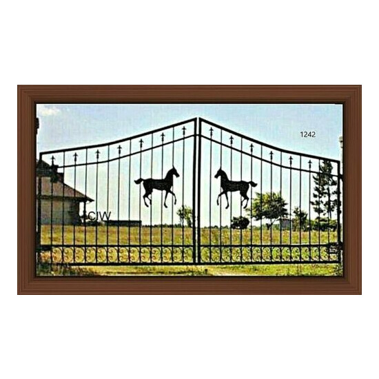 #1242A Wrought Iron Style Steel Metal Driveway Gate 11' Inc Post PKG Security  image {1}