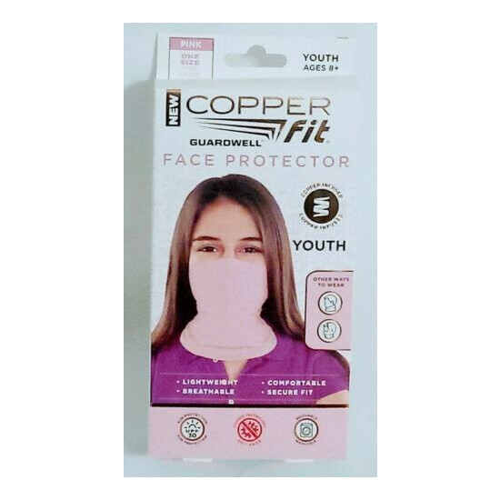 4pack Copper Fit Guardwell Face Protector Mask Youth Pink Washable (8+ One Size) image {2}
