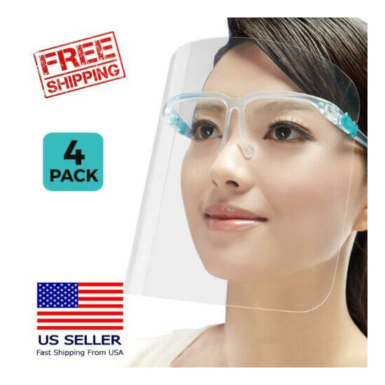 Face Shield/ Full Protection Cover/ Clear Face Protector/ Goggle Shield x 4 PCS image {1}