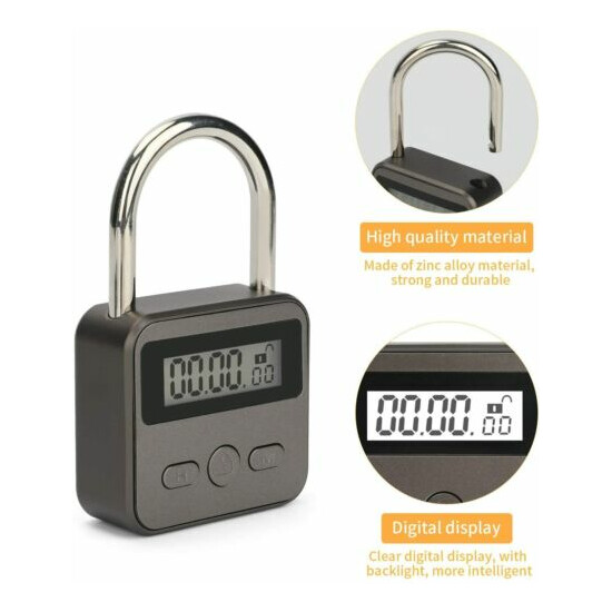 Smart Time Lock USB Rechargeable Security Padlock 99 Hours Max Timing Lock US image {6}