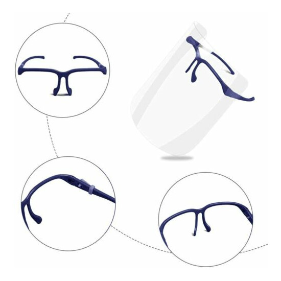 Shield Full Face Visor Glasses Blue Protection Mask PPE Transparent Pack Of 10 image {2}