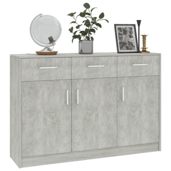 Chipboard Sideboard Low Board Side Cabinet Concrete Gray image {2}