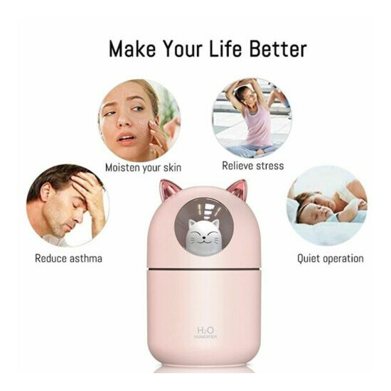 Humidifier Cat USB Office Bedroom Home Fragrance Aroma Air Purifier Mist Maker  image {3}