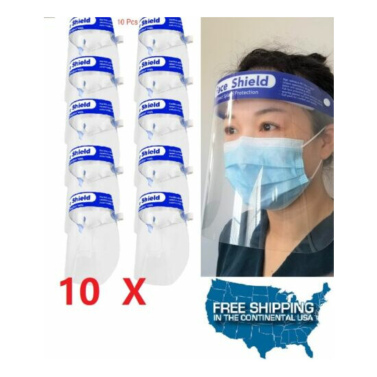 10 PCS Safety Full Face Shield Reusable Washable Protection Cover Face Mask  Thumb {1}