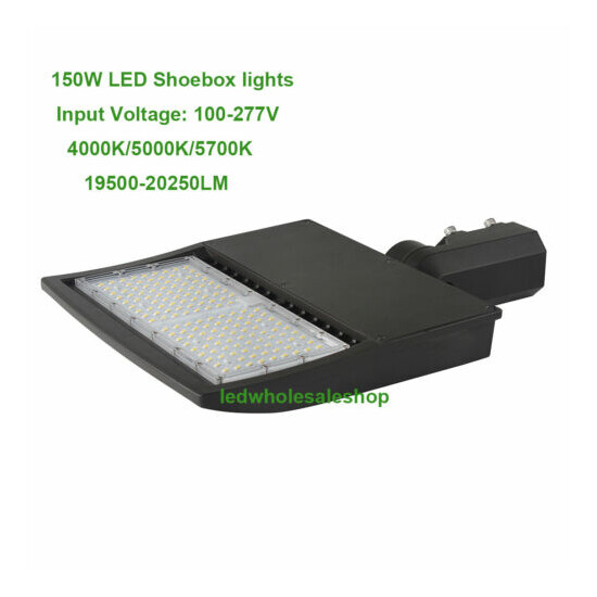 450W MH Equiv. 150W LED Shoe box Lights with Slip Fitter Mount for Parking Lot  Thumb {3}
