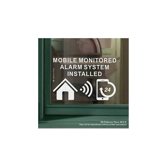 1 x MOBILE Monitored Alarm System Installed-Window Sticker-Warning Security Sign image {1}