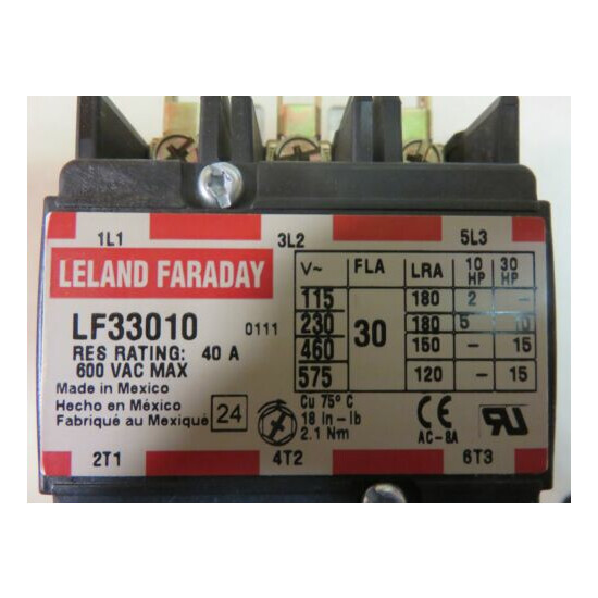 3 POLE ELECTRICAL CONTACTOR- A/C PART 24 volt coil LELAND FARADAY PART #LF33010 image {3}