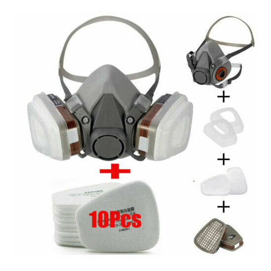 1/2X 17 in1 Half Face Gas Mask Facepiece Spray Painting Respirator Safety F 6200 image {1}