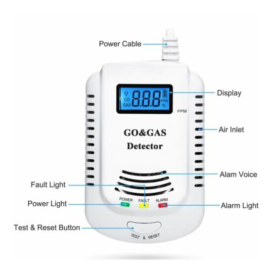 2 in 1 Gas Detector, Plug-in Home Natural Gas/Methane/Propane/CO Alarm image {3}