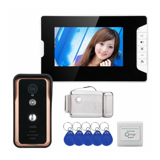 7inch Wired Video Door Phone Video Intercom Doorbell System+Electronic Door Lock image {1}