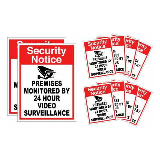 10 Pack Home CCTV Surveillance Security Camera Video Sticker Warning Decal Signs image {1}