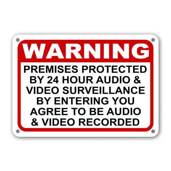 Warning Premises under 24 Hr Audio Video Surveillance home security cctv Signs  image {1}