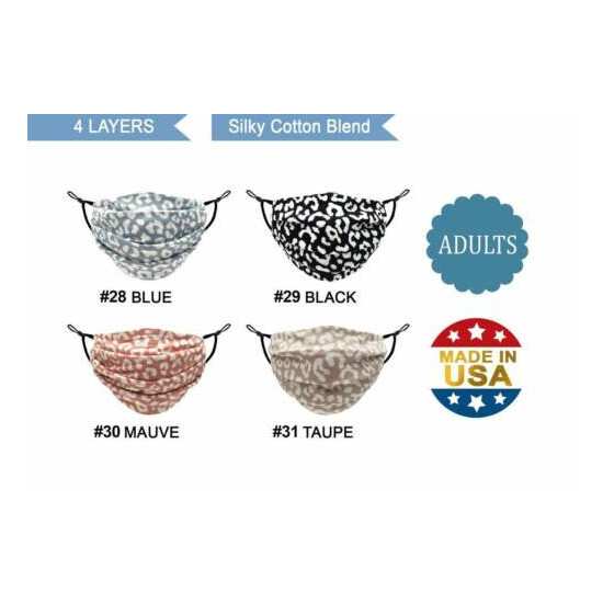 Adult Face Mask with Filter Pocket | 4 Layers Pleated Cotton Blend Made in USA image {31}