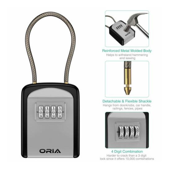 Outdoor Padlock 4&Digit Combination Password Key Lock Storage Safe Security Box Thumb {3}
