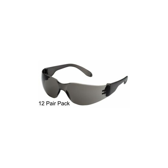 12 Pack Pair Safety Glasses Grey Smoke Lens Protective Eyewear Sunglasses Work  image {1}