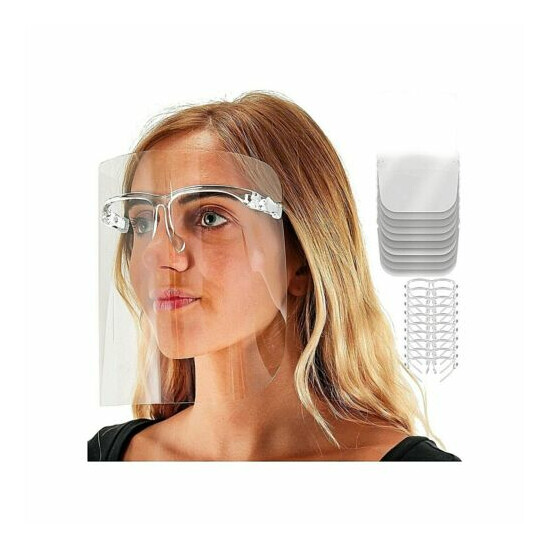 Safety Face Shields with Glasses Frames Ultra Clear Protective Mask Alternative image {1}