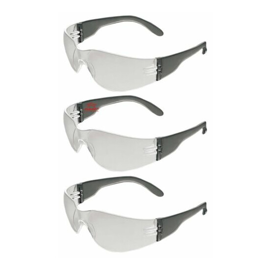 3 Pair/Pack ERB iProtect Gray Frame Clear Lens Safety Glasses Z87+ image {1}