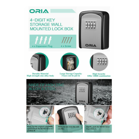 Outdoor 4&Digital Combination Key Lock Storage Security Box,Wall Mounted&Padlock Thumb {15}