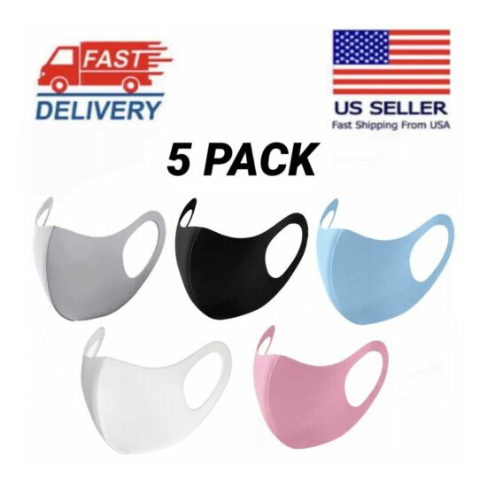 5 PACK Face Mask Reusable Washable Breathable Adult Fashion Cloth FAST SHIPPING image {1}