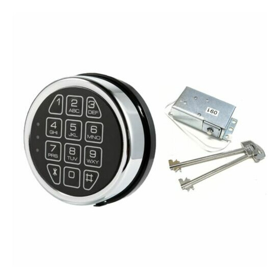 SAFE ELECTRONIC LOCK SOLENOID LOCK & 2 MASTER KEY OVERRIDE W/ CHROME KEYPAD image {1}