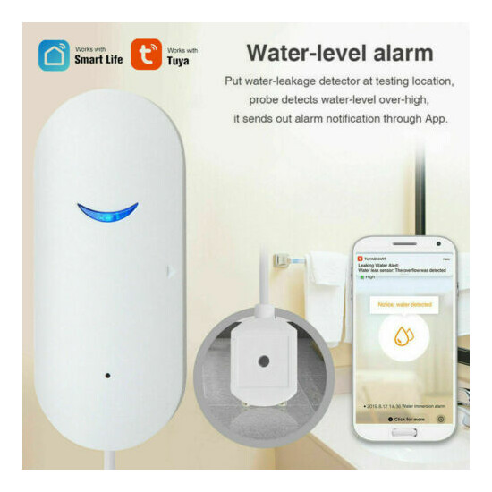3 PACK Tuya APP Smart WiFi Water Leak Sensor Flood Leakage Level Alarm Detectors image {2}