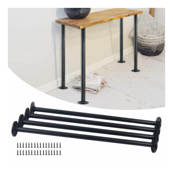 4Pcs 30" Industrial Pipe Table Legs Metal Vintage Desk Pipes Legs DIY Set Black image {1}
