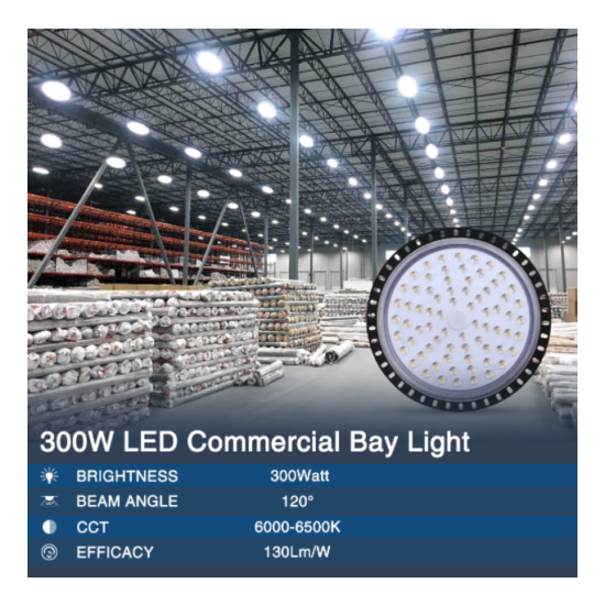 300W UFO LED High Bay Light Warehouse Industrial Light Fixture 30000LM image {2}