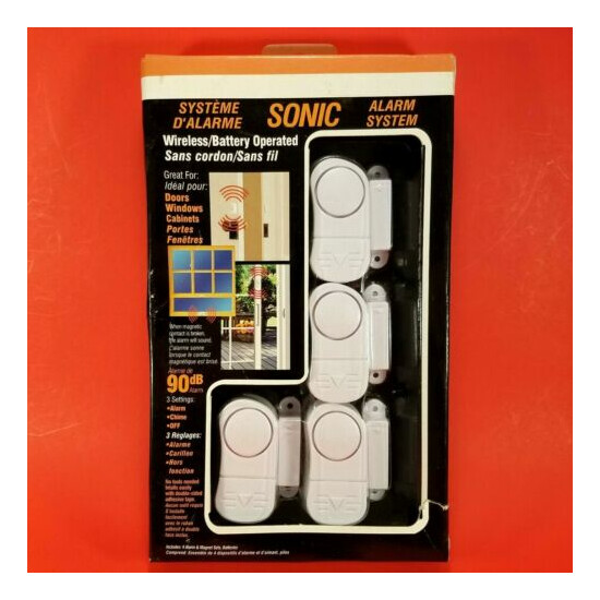 NEW Sonic Window and Door Alarm System Wireless 4 Pack with Multiple Chime Modes image {1}
