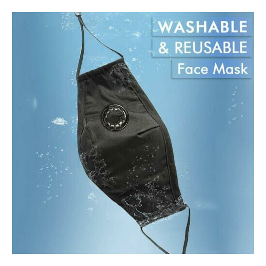 Reusable Washable Face Mask with Breath Port + 2 PM2.5 Carbon Filters 5 Layers image {11}