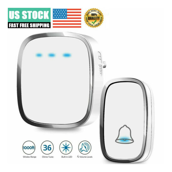 Waterproof Wireless Smart WiFi Doorbell Plug in andPlay DoorBell Receiver Kit US image {1}