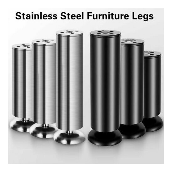 Stainless Steel Furniture Leg Cabinet Table Desk Sofa Bed Feet Adjustable 6-20CM image {3}