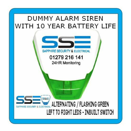 Dummy Alarm Siren- Deltabelle Model -Twin Flash Green LEDs 10yr Batt Prefitted! image {1}