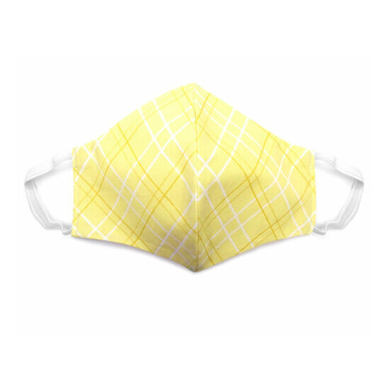 Fabric Face Mask Cotton Reusable Washable Adult Handmade in USA - Yellow Plaid image {1}