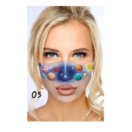 3D Printed Funny Face Mask Washable Breathable Mouth Reusable Face Covering image {6}