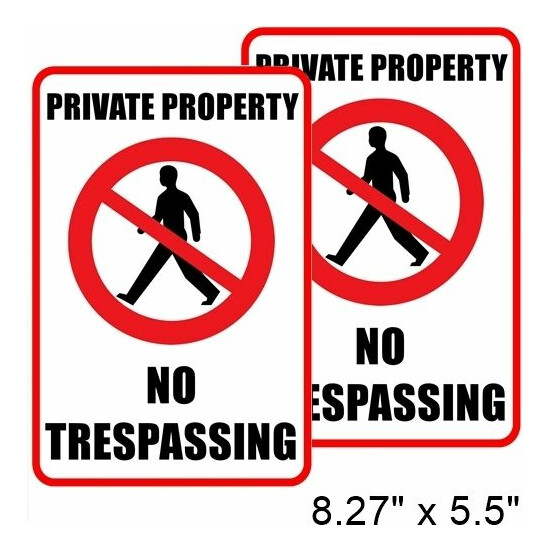 2 PRIVATE PROPERTY NO TRESPASSING Window Door Wall Warning Vinyl Sticker Decal image {1}