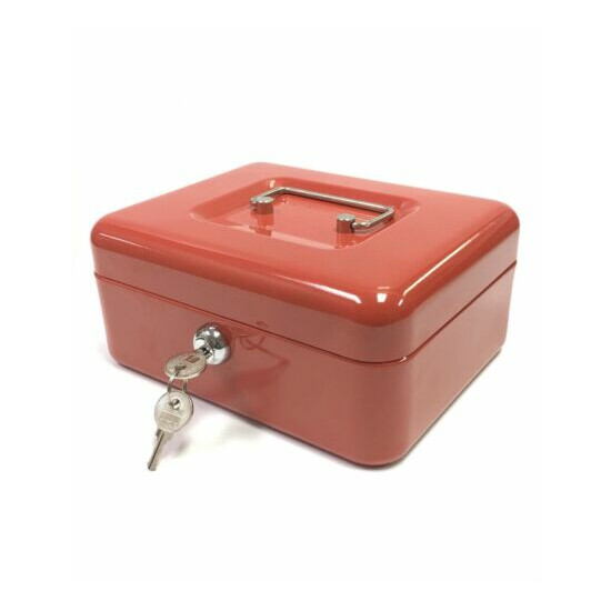Pen Gear Steel Cash Box Key Lock Carry Handle - 7.87" x 6.37" x 3.5" BRAND NEW image {2}