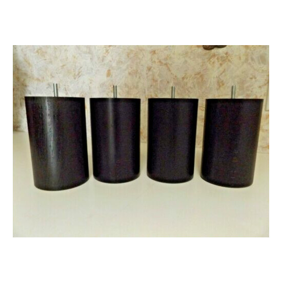 Duxiana Black Round 4" x 6 1/4" Bed Legs Display/Old Stock Thumb {3}