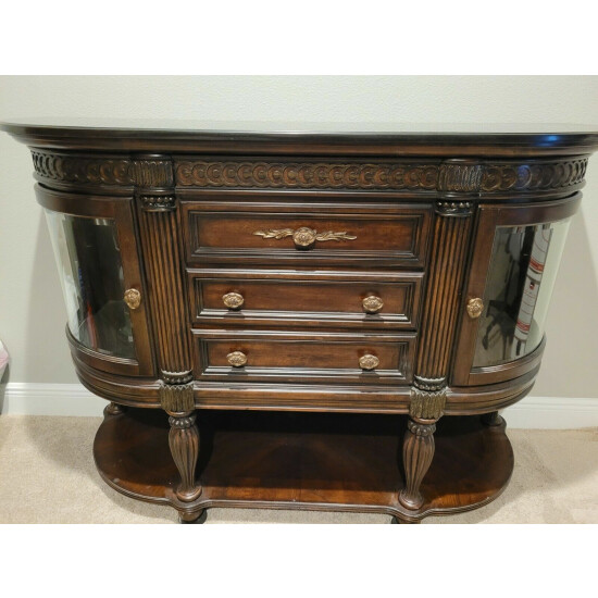 American Signature Dining Room Server Buffet Wood Glass Sideboard Excellent Cond image {1}