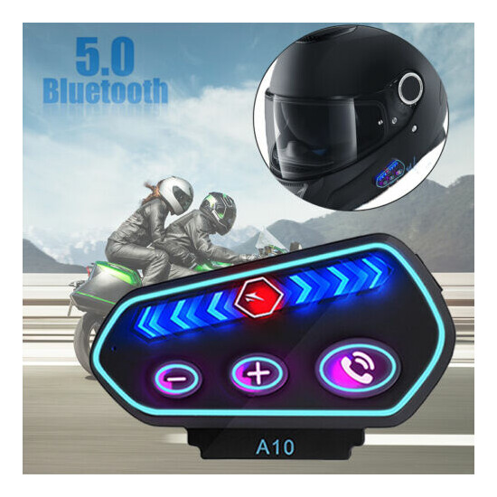 Motorcycle Helmet Headset Wireless Bluetooth 5.0 Headphone Speaker Hands-Free US image {1}