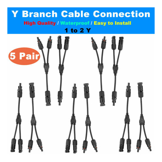 5 Pairs Solar Panel 1 to 2Y Branch Cable Connectors Adapter Extension Connectors image {1}