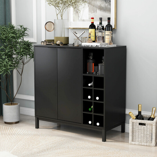 34" Sideboards Buffets Storage Coffee Bar Cabinet Wine Racks Server furniture image {4}
