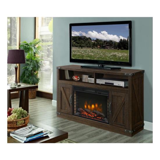 Electric Fireplace TV Stand w/ 13 Heat Settings Freestanding 53 In. Rustic Brown image {1}