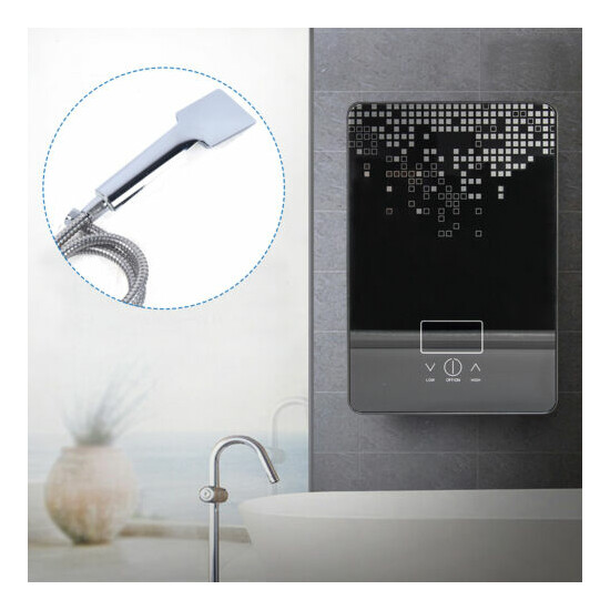6500W Hanging Electric Instant Hot Water Heater, For Bathroom, W/ Shower Nozzle image {8}