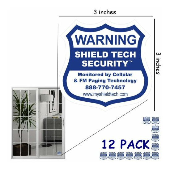 12 BACK ADHESIVE DECALS FOR ALL WINDOWS - REAL OR FAKE ALARM SYSTEM STICKER PK B image {5}