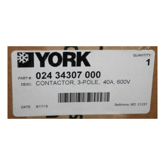  York Controls 40A 3P Contactor OEM 024-34307-0 image {6}