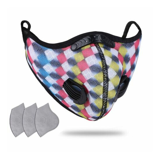 Sport Cycling Face Mask With Active Carbon Filters Breathing Valves Washable USA image {21}