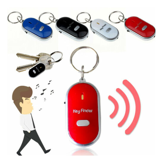 Anti-Lost LED Key FinderS Locator Keychain Whistle Sound Control Keyring Tracker image {1}